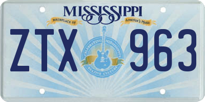 MS license plate ZTX963