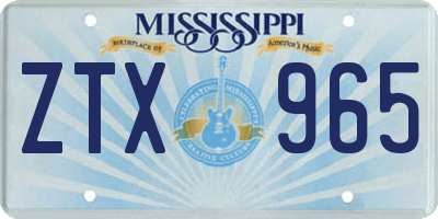 MS license plate ZTX965