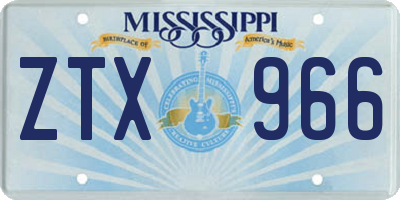 MS license plate ZTX966