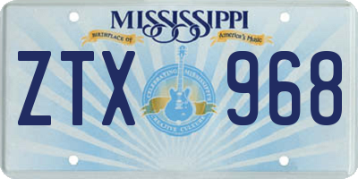 MS license plate ZTX968