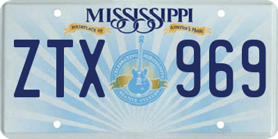 MS license plate ZTX969