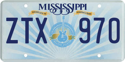 MS license plate ZTX970