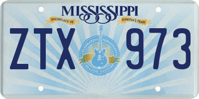 MS license plate ZTX973
