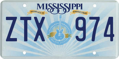 MS license plate ZTX974