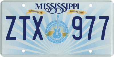 MS license plate ZTX977