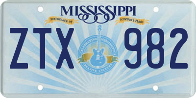 MS license plate ZTX982