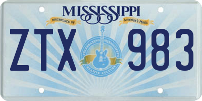 MS license plate ZTX983