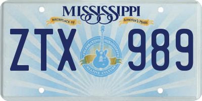 MS license plate ZTX989