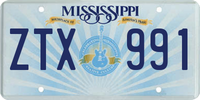 MS license plate ZTX991