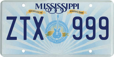 MS license plate ZTX999