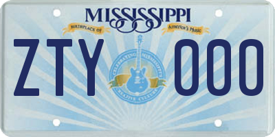 MS license plate ZTY000