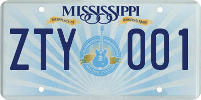 MS license plate ZTY001