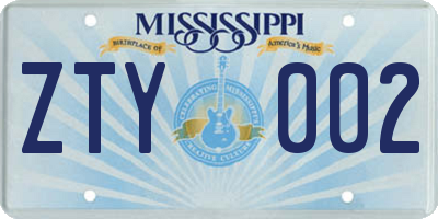 MS license plate ZTY002