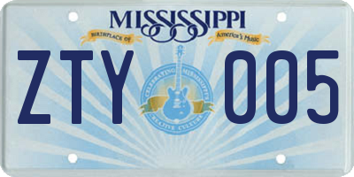 MS license plate ZTY005
