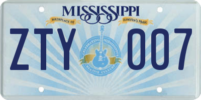 MS license plate ZTY007