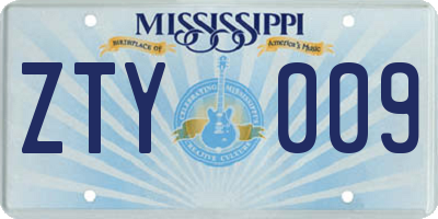 MS license plate ZTY009