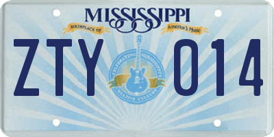MS license plate ZTY014