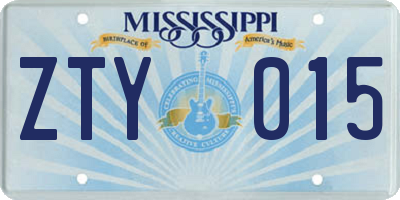 MS license plate ZTY015