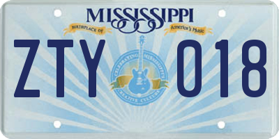 MS license plate ZTY018