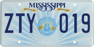 MS license plate ZTY019