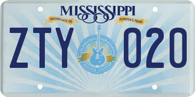 MS license plate ZTY020