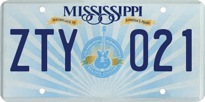 MS license plate ZTY021