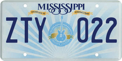 MS license plate ZTY022