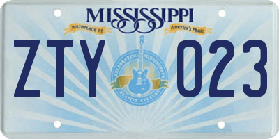 MS license plate ZTY023