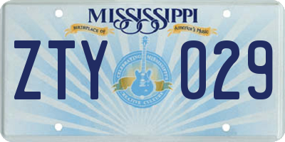 MS license plate ZTY029