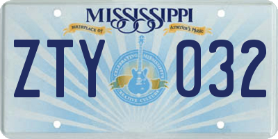 MS license plate ZTY032