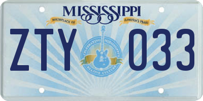 MS license plate ZTY033