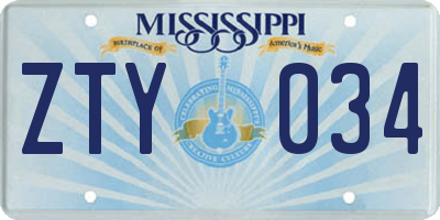 MS license plate ZTY034