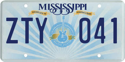 MS license plate ZTY041