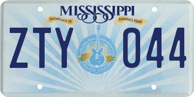 MS license plate ZTY044