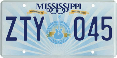 MS license plate ZTY045