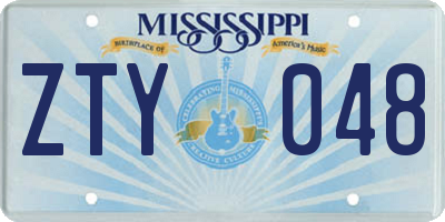 MS license plate ZTY048