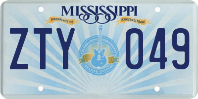 MS license plate ZTY049