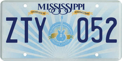 MS license plate ZTY052