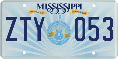MS license plate ZTY053