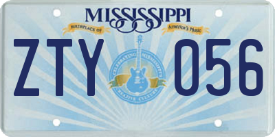 MS license plate ZTY056