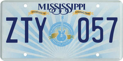 MS license plate ZTY057