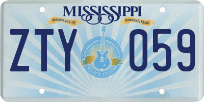 MS license plate ZTY059