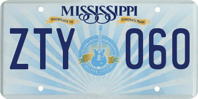 MS license plate ZTY060