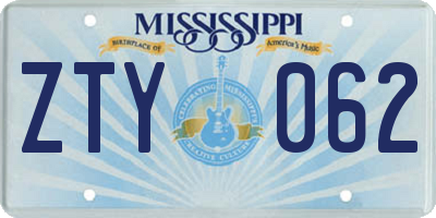 MS license plate ZTY062