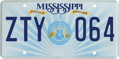 MS license plate ZTY064