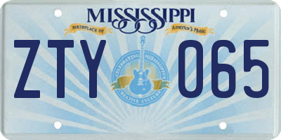 MS license plate ZTY065