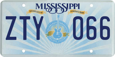 MS license plate ZTY066