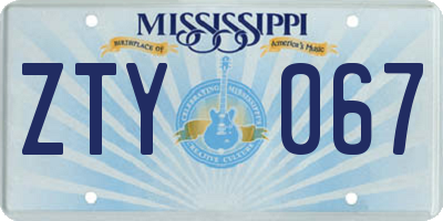 MS license plate ZTY067