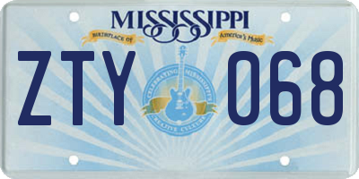 MS license plate ZTY068