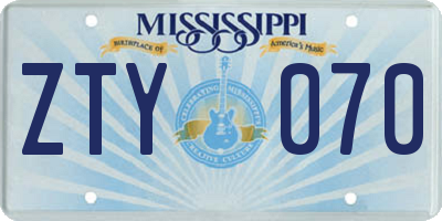 MS license plate ZTY070